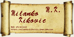 Milanko Kiković vizit kartica